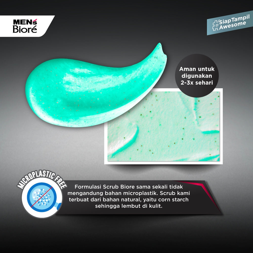 Men's Biore Micro Scrub Sabun Muka Pria Untuk Kulit Berjerawat Acne Bacterior Eksfoliasi 100 gr - Facial Wash