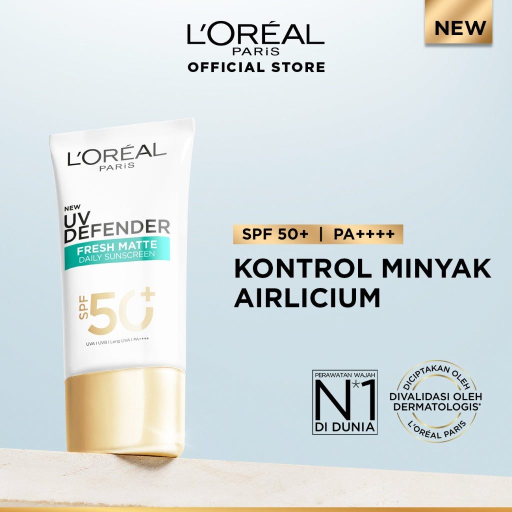 L'Oreal Paris UV Defender Serum Protector Sunscreen SPF 50+ / PA ++++ Skin Care - 50ml (Untuk Mencegah Kulit Tampak Tua 5 Tahun & Melembapkan)