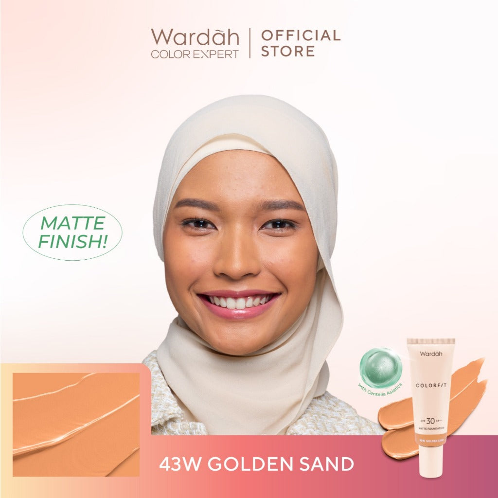 WARDAH Colorfit Matte Foundation - Liquid Foundation SPF 30PA++ dengan Oil Control & Tahan Lama Hingga 12 Jam - Makeup