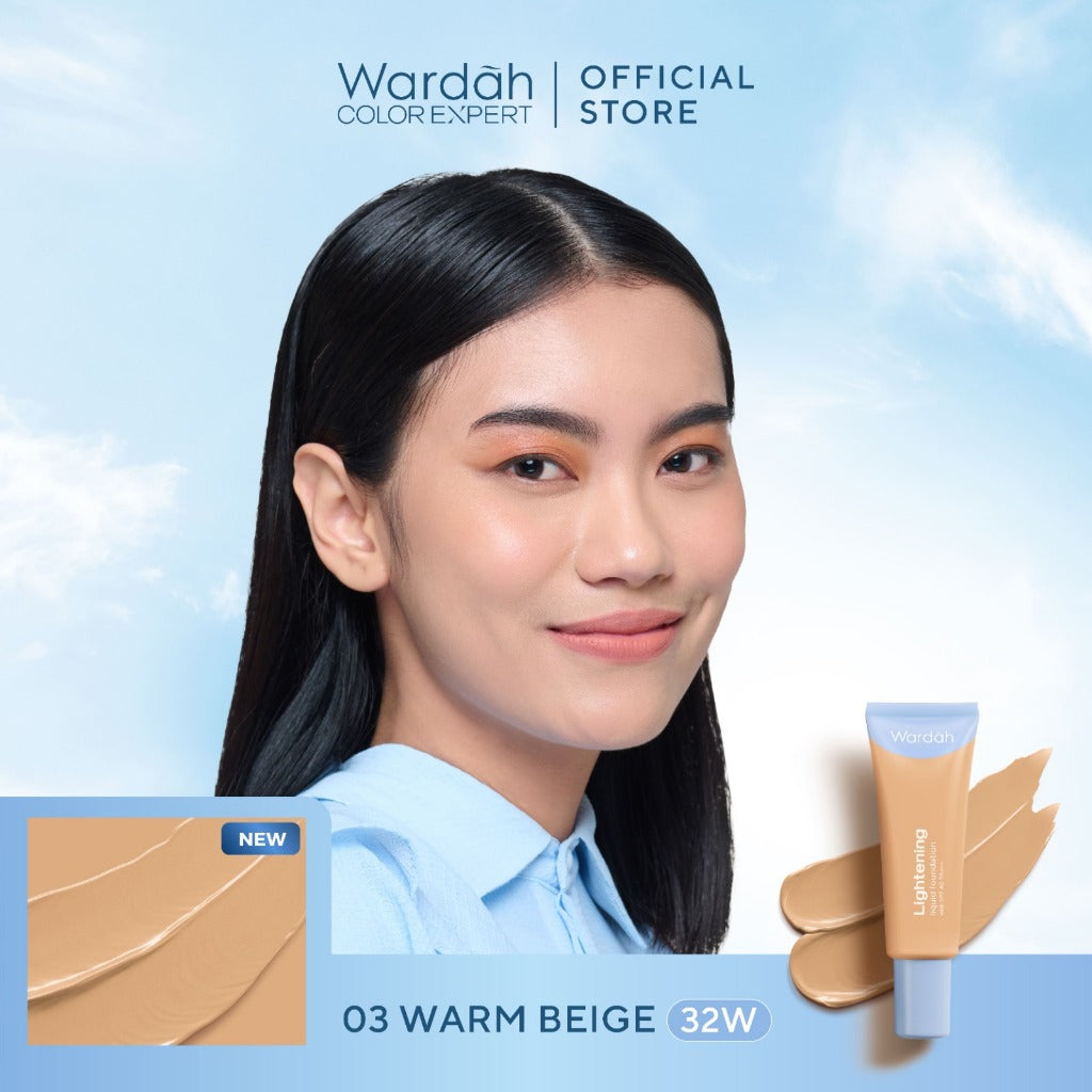 WARDAH Lightening Liquid Foundation 25ml - Base Makeup dengan Skin-Like to High Coverage yang Mengandung SPF 40 PA+++ dan Serum Niacinamide Untuk Hasil Makeup Flawless dan Cerah - Makeup - Foundation - Bedak - Cushion -  Foundation Anti Longsor