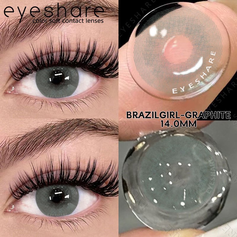 Eyeshare Softlens Omg Abu-Abu Coklat Ungu 1 Pasang 14.0mm Lensa Kontak