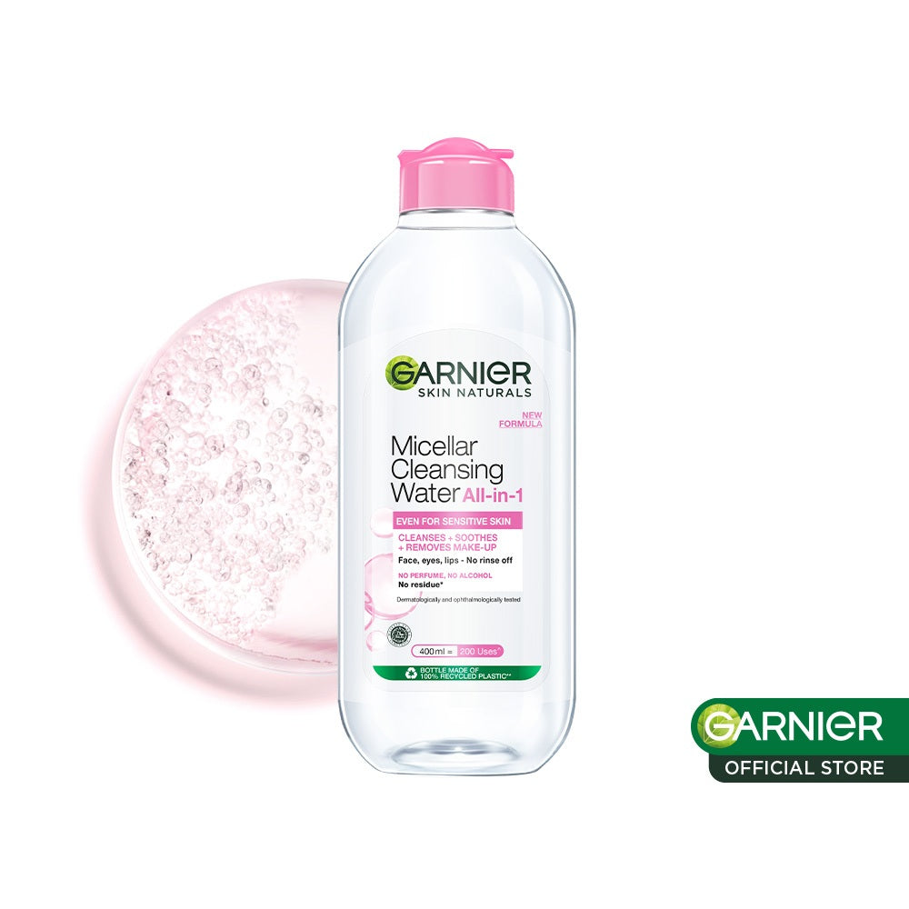 GARNIER Micellar Water Pink Skin Care 400ml Skincare Cleansing - Pembersih Wajah & Make up untuk Kulit Sensitif Micellar Cleansing Water