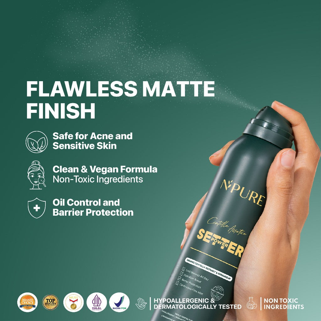DUO SPRAY - NPURE  Centella Asiatica Power Setter - Setting Spray + Cica Beat The Sun Spray/ Sunscreen Spray / Setting Oil control & Barrier Protection / Setting Spray cocok untuk kulit berjerawat & sensitif / spray makeup tahan lama
