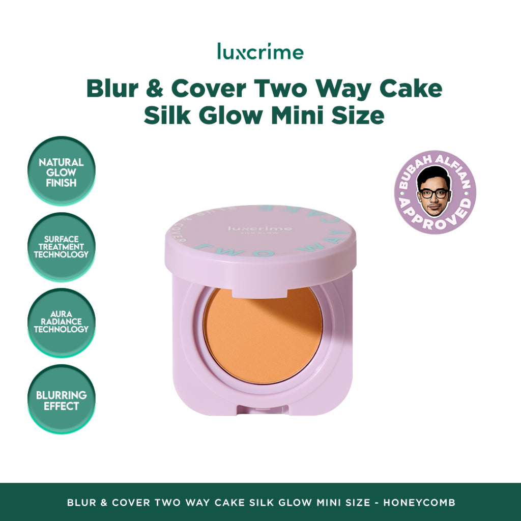 CANTIK - LUXCRIME Blur & Cover Two Way Cake Silk Glow 8.5gr Original - LUXCRIME TWC Silk Glow - Bedak Foundation Padat High Coverage Untuk Kulit Halus Tanpa Pori Bebas Minyak Tahan 24 Jam