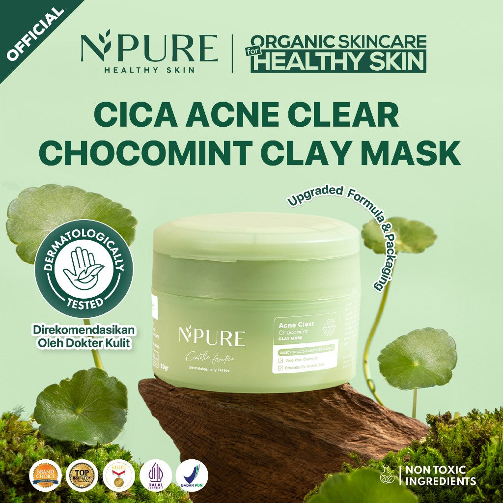 NPURE CENTELLA ASIATICA ACNE CLEAR CHOCOMINT CLAY MASK / Masker Anti Jerawat Komedo / Masker Kulit Berminyak