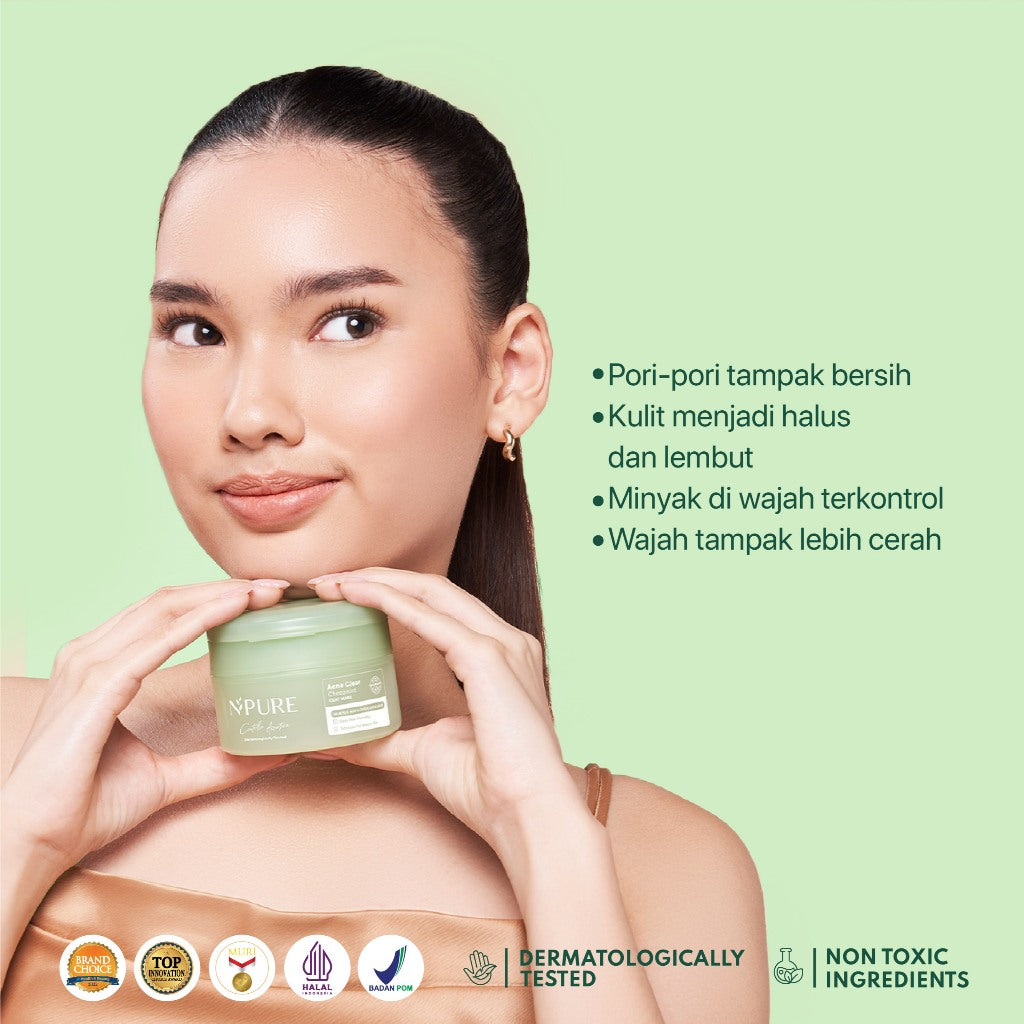 NPURE CENTELLA ASIATICA ACNE CLEAR CHOCOMINT CLAY MASK / Masker Anti Jerawat Komedo / Masker Kulit Berminyak