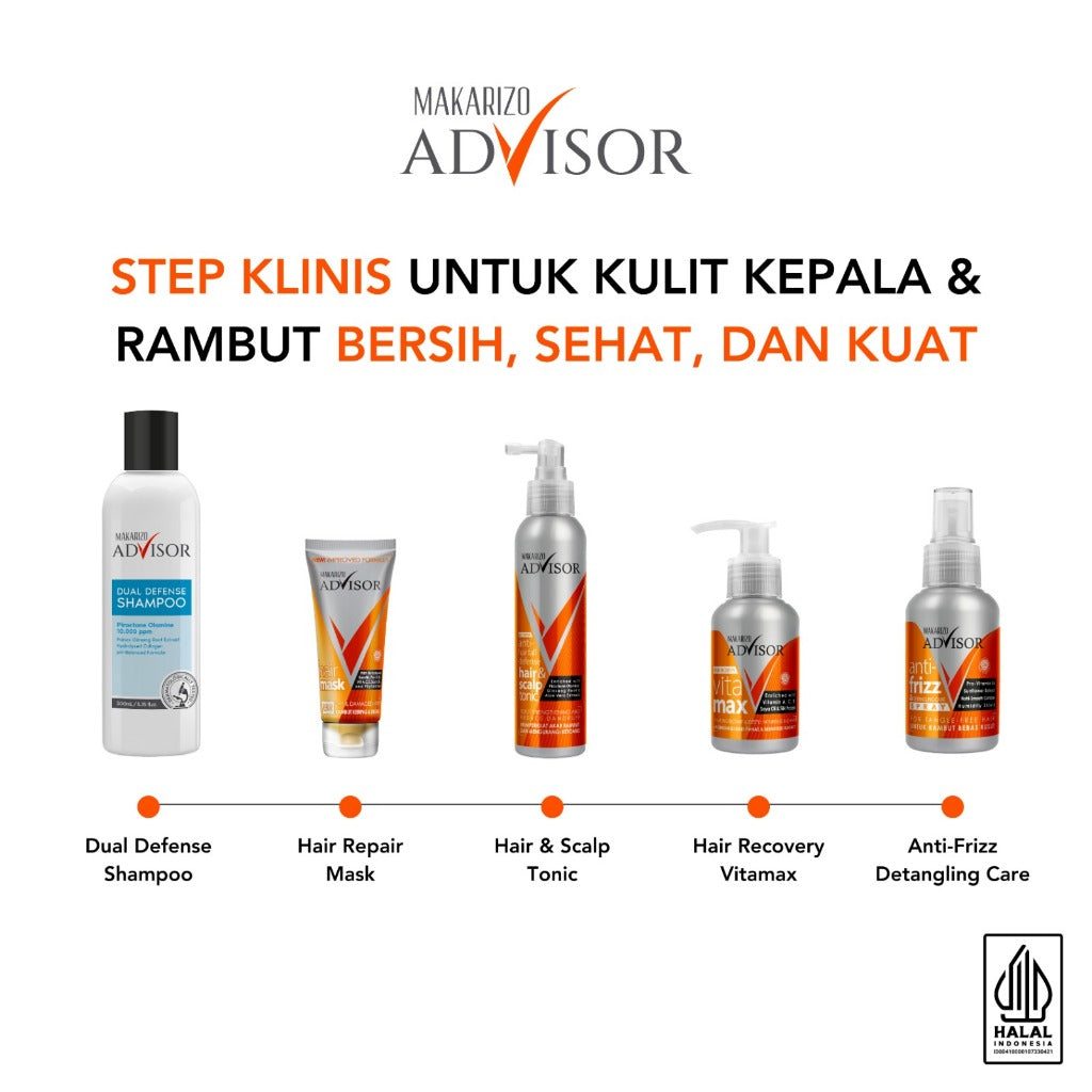PAKET ISI 2 - Makarizo Advisor Hair & Scalp Tonic 145mL - 2 in 1 Untuk Rambut Rontok dan Ketombe