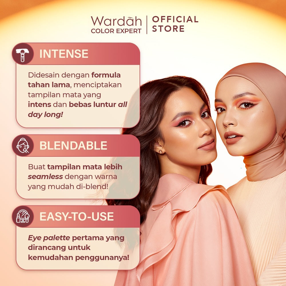 WARDAH Colorfit Quad Eye Palette - Eyeshadow 4 in 1 Pigmented, Blendable, Mudah Digunakan - Eye shadow - Makeup