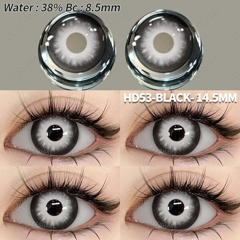 Eyeshare Putih Black Softlens 1Pasang 14.5mm Lensa Kontak Cosplay Softlen