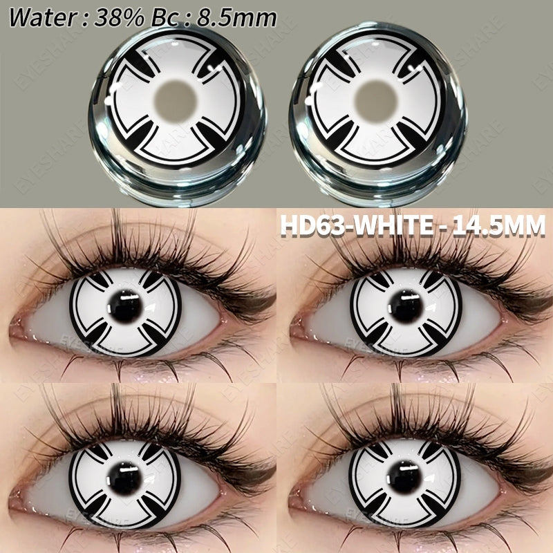 Eyeshare Putih Black Softlens 1Pasang 14.5mm Lensa Kontak Cosplay Softlen