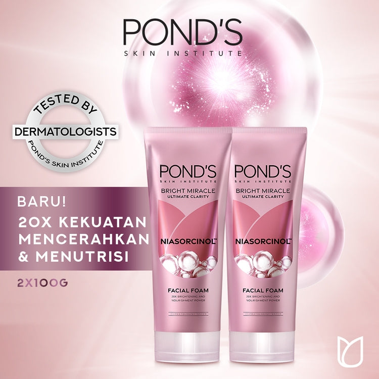 Pond's Bright Miracle Ultimate Clarity Niasorcinol Facial Foam 100gr x2