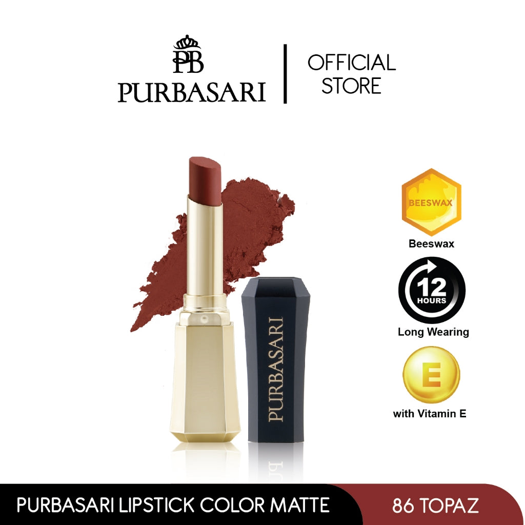 [DAPAT 3] Purbasari Beauty Set - Purbasari Lipstick Color Matte + Purbasari Oil Control Matte Powder + Purbasari Ultra Smooth Eyebrow