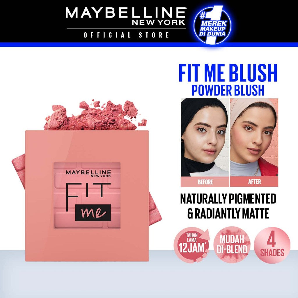 MAYBELLINE OFFICIAL Fit Me! Powder Blush Make Up - Blush On Pigmented Dengan Hasil Natural Yang Tahan Lama - Tersedia Dalam 4 Warna