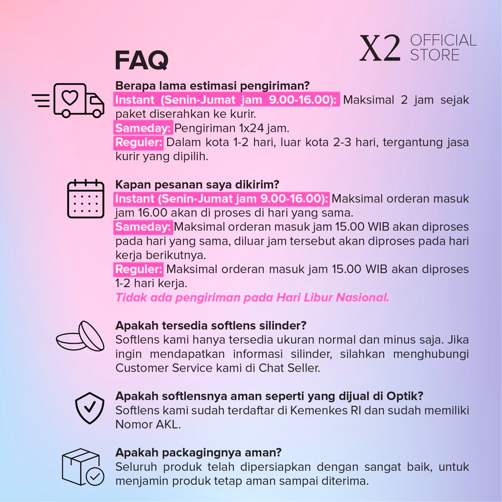 X2 - Clear Softlens ( 1 PCS / SETENGAH PASANG )