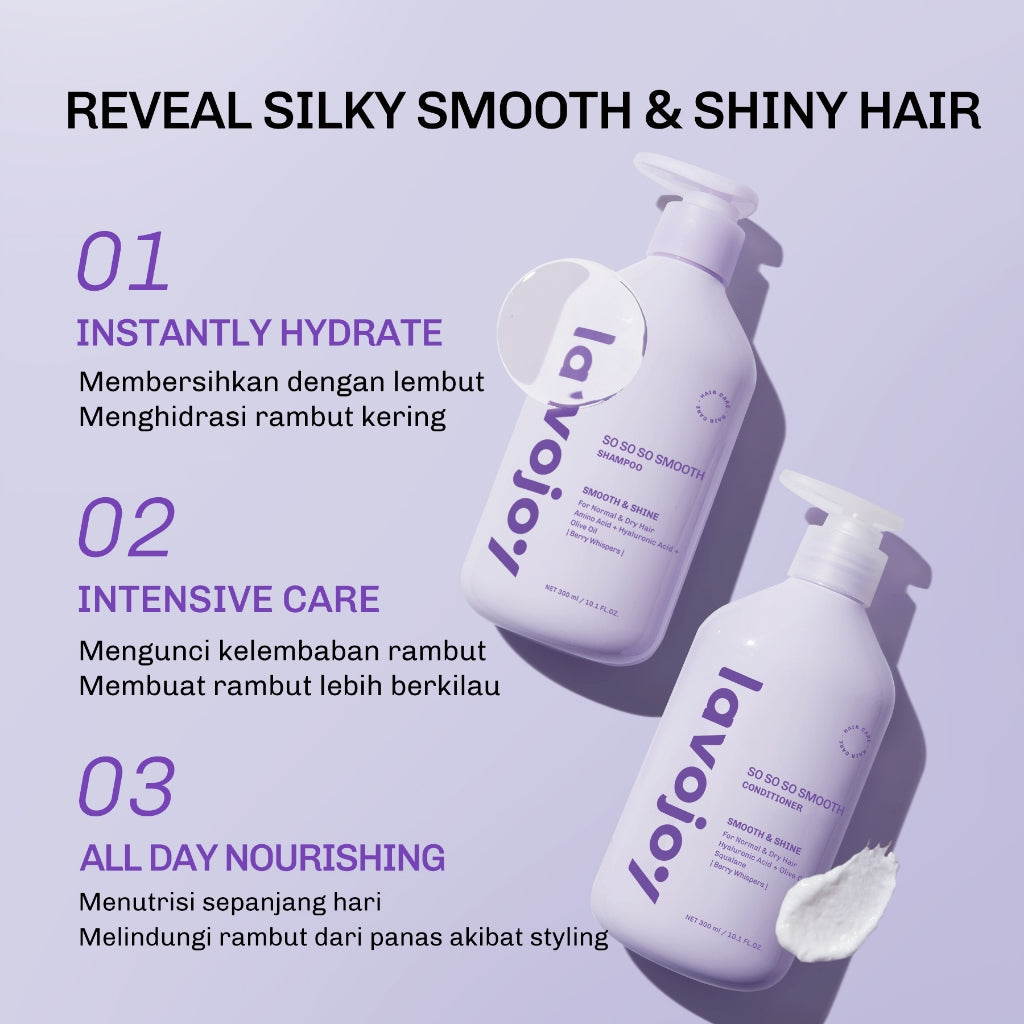 Lavojoy So So So Smooth Shampoo | Membersihkan Rambut Dan Kulit Kepala | Mengurangi Rambut Kusut | Mengkilaukan Rambut | Menutrisi Rambut | Menghaluskan Rambut