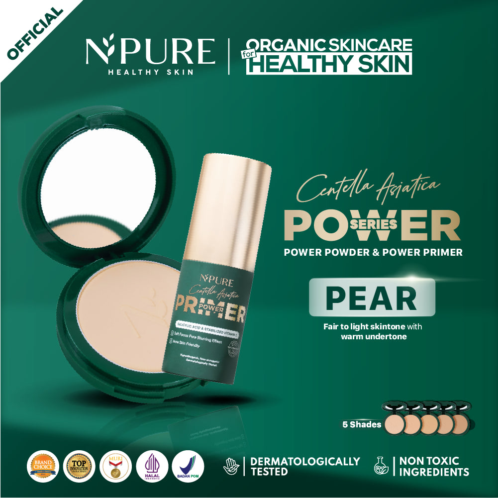 Bundle Power Series - NPURE Power Powder + Power Primer / Compact powder / Primer Serum / primer make up / Bedak padat / bedak kulit berjerawat