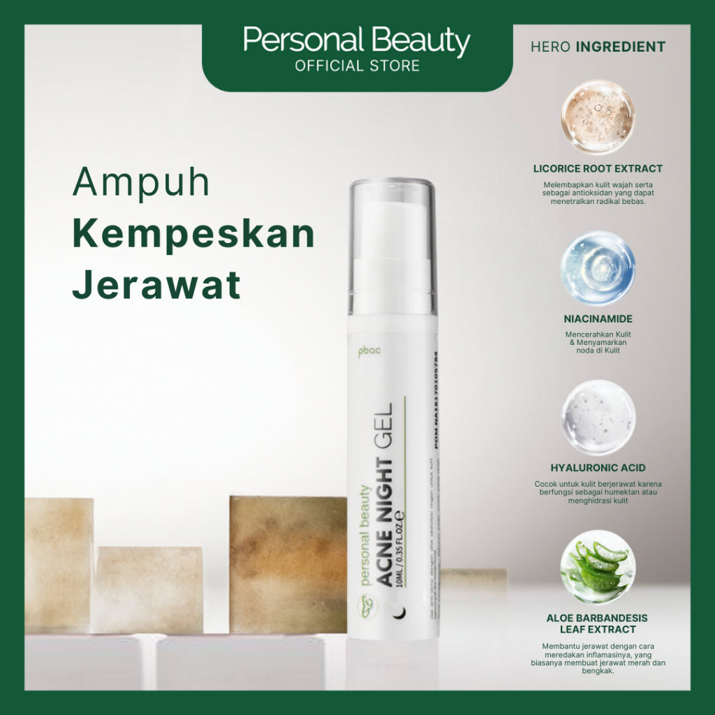 Personal Beauty Acne Night Gel Terapi Peradangan Jerawat Anti Bacterial Exfoliating