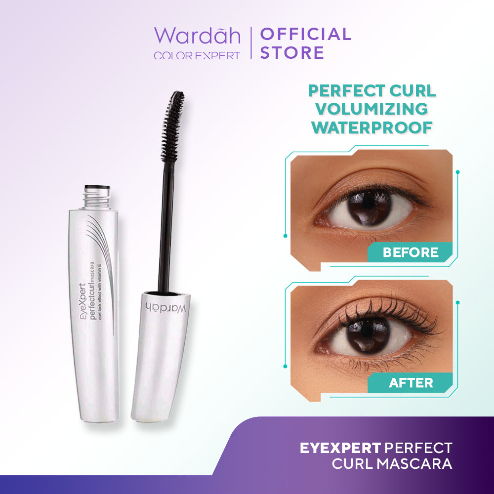 Wardah EyeXpert Perfectcurl Mascara - Mascara Waterproof Yang Melentikkan Bulu Mata Dengan Kandungan Argan Oil yang Menutrisi - Anti Air dan Tahan Lama