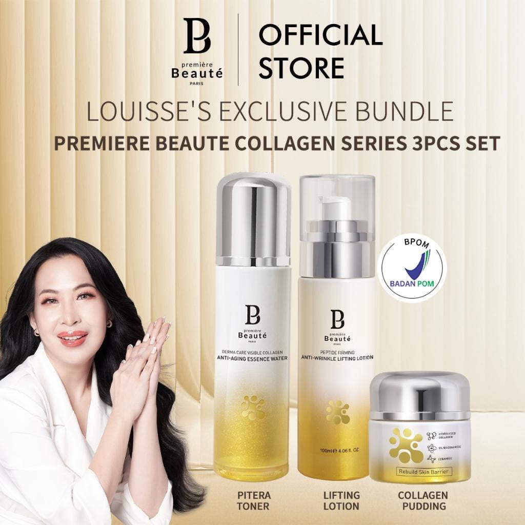 [Louisse's Exclusive] PREMIERE BEAUTE [COLLAGEN 3Pcs]  DERMA CARE ELASTIN COLLAGEN Set ANTI-AGING Repair Cream /Serum Whitening Remove melanin Tightening Moisturizing BPOM