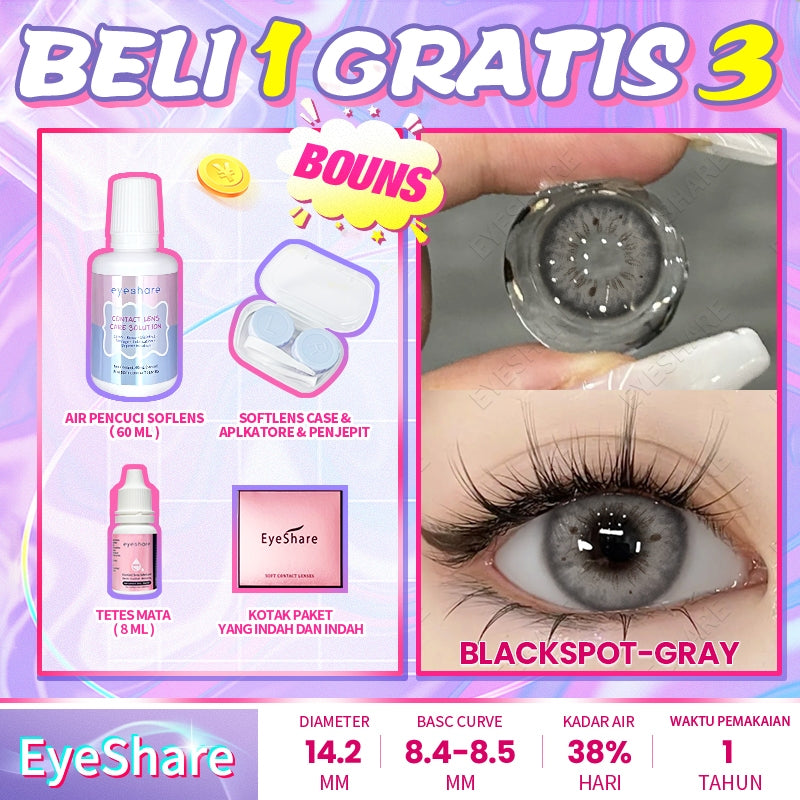 Eyeshare COD 4 Item Paket kombinasi (1Pasang Softlens+60ml solusi+8ml tetes mata+kotak cermin)