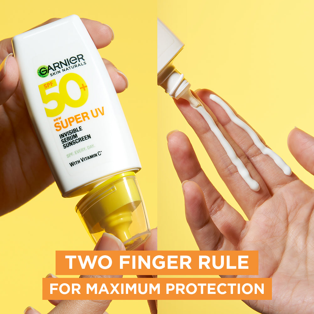 GARNIER Super UV Invisible Serum Sunscreen SPF 50+ PA++++ Vitamin C Skincare - 30ml Sunblock Mencerahkan Wajah sunscreen spf 50 pa ++++