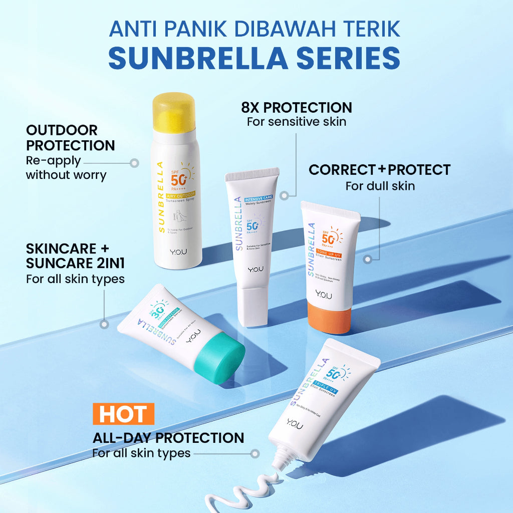 YOU Sunbrella Tone Up UV Elixir Sunscreen SPF50+ PA++++ Tabir Surya Mencerahkan dan Menghidrasi