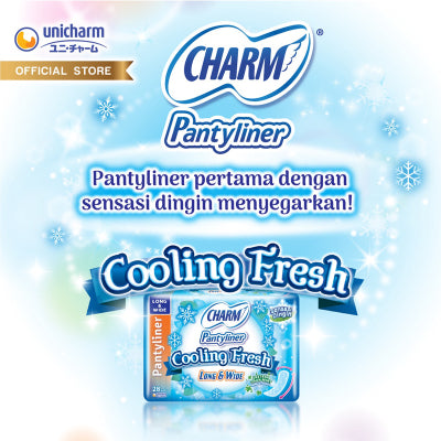 CHARM PANTYLINER COOLING FRESH LONG & WIDE EKSTRAK DAUN MINT 28 PCS