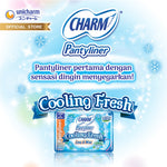 CHARM PANTYLINER COOLING FRESH LONG & WIDE EKSTRAK DAUN MINT 28 PCS