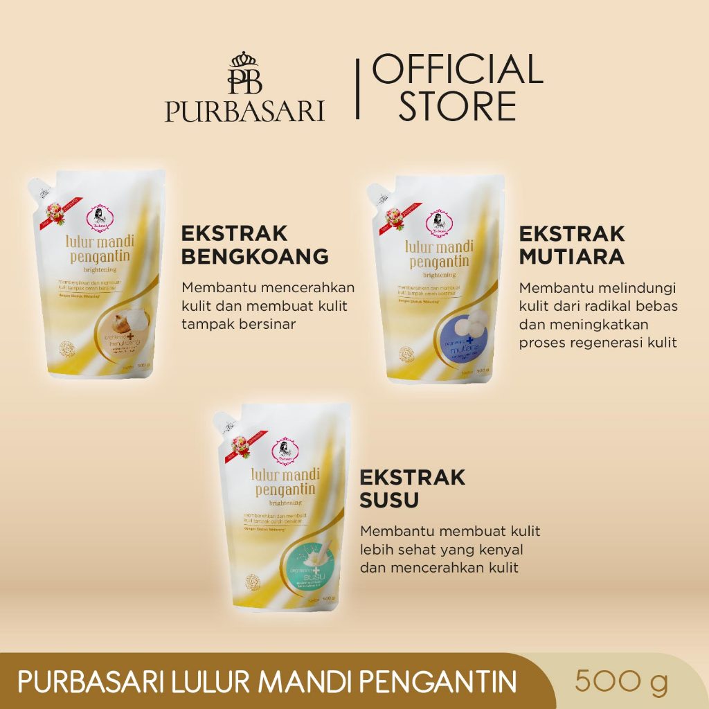 [Lebih Murah] Purbasari Lulur Pengantin 500G / Lulur Pemutih Whitening Pencerah / Lulur pelembab kulit / Lulur Badan perontok daki / Kemasan Hemat ekonomis