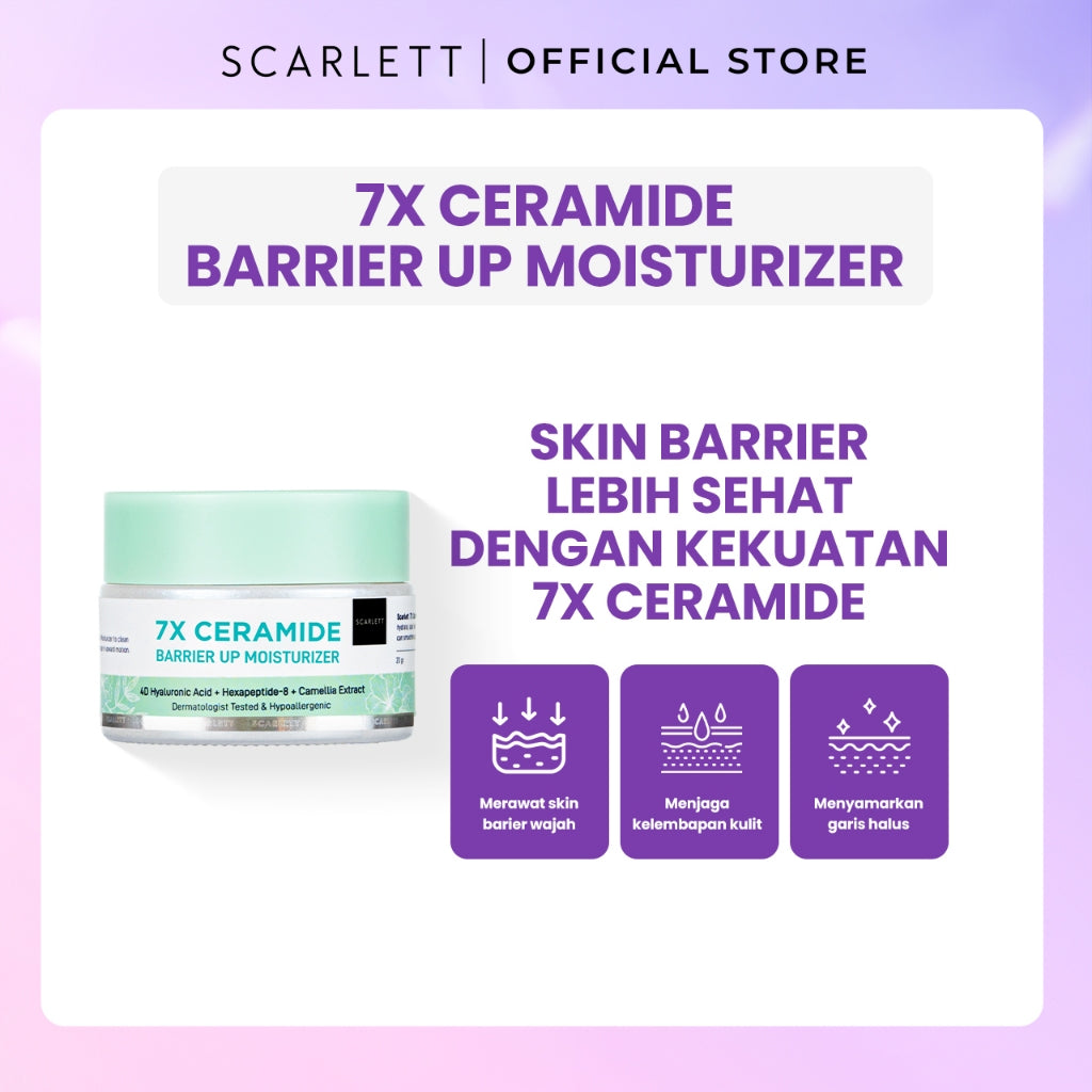Scarlett Whitening Skin Barrier Moisturizer 7x Ceramide Moisturizer + Acid Peeling Gel Peeling So Good  Exfoliasi Wajah Mencerahkan Wajah Mengangkat Sel Kulit Mati , Memperbaiki Skin Barrier