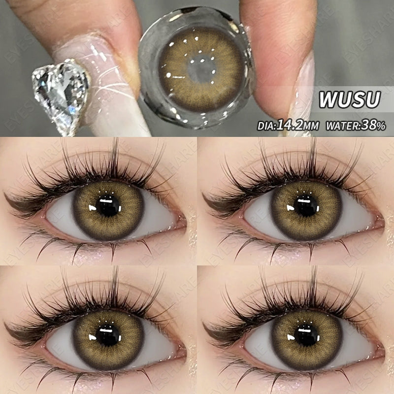 Eyeshare Softlens Wusu Black Brown Warna 14.2MM Lensa Kontak Natural Softlen