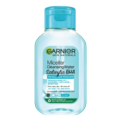 PEMBERSIH MUKA MAKEUP REMOVER GARNIER CLEAN MICELLAR WATER PINK 50ML / Garnier Micellar Water Pembersih Makeup Salicylic BHA 50 ml