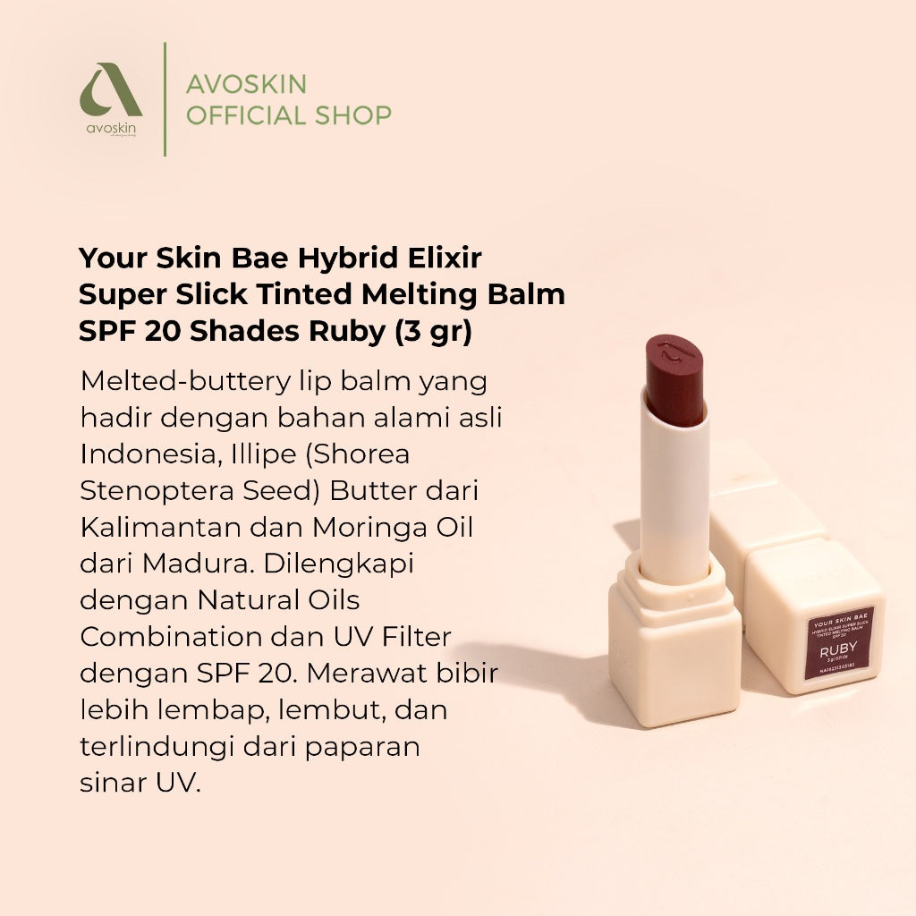 YSB Hybrid Elixir Super Slick Tinted Melting Balm SPF 20 Ruby (3 gr)