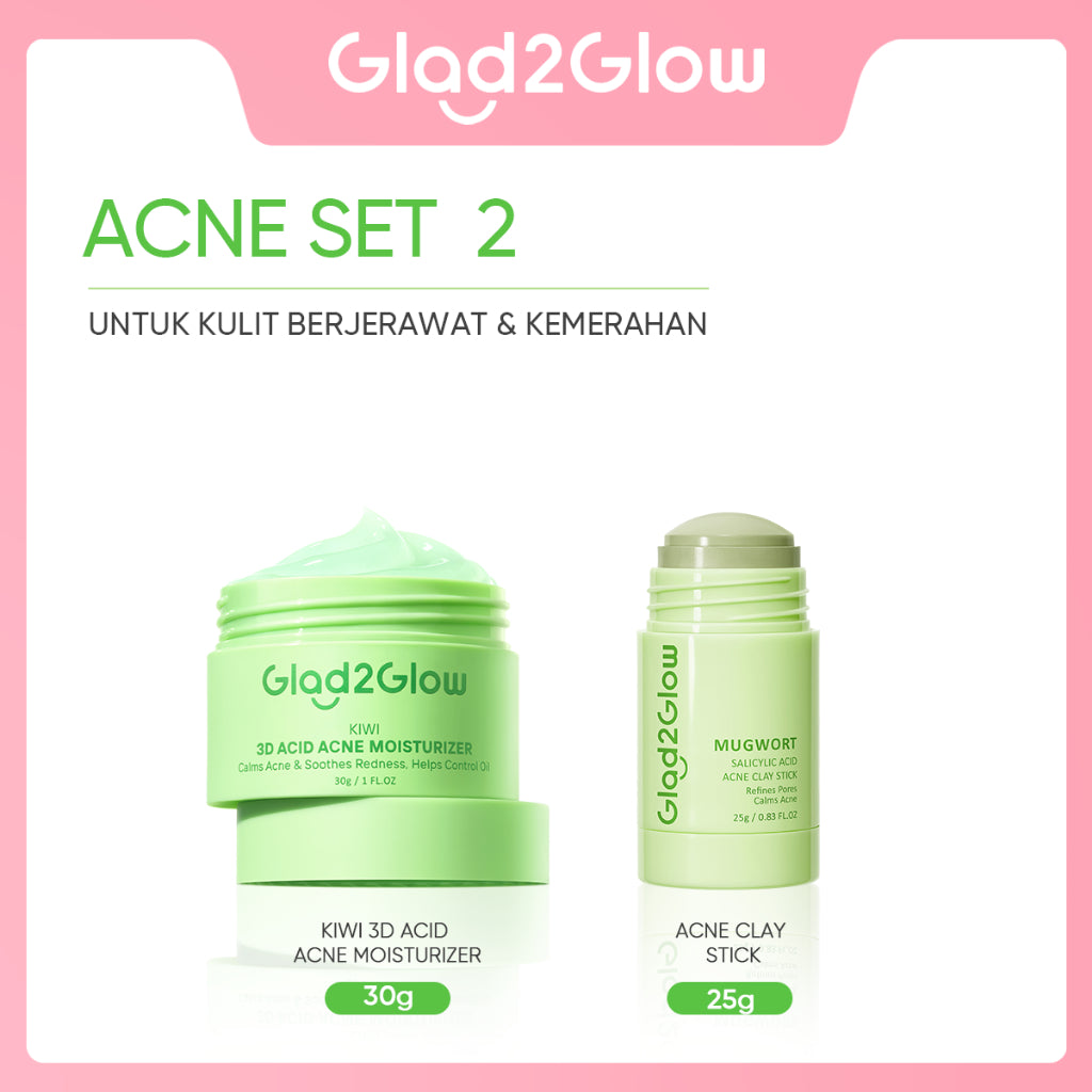 GLAD2GLOW Kiwi 3D Acid Acne Moisturizer Pelembab Wajah Jerawat Mencerahkan Pencerah Wajah&Penuaan Hilangkan Flek & Tenangkan Kulit Skincare Pelembab Esensi Wajah Perawatan Kulit Pelembab Wajah Pembersih day cream tone up g2g official store