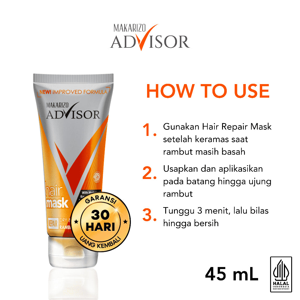 Makarizo Advisor Hair Repair Mask 45 mL & 100 mL - Masker Rambut / Hair Mask / Rambut Lembut