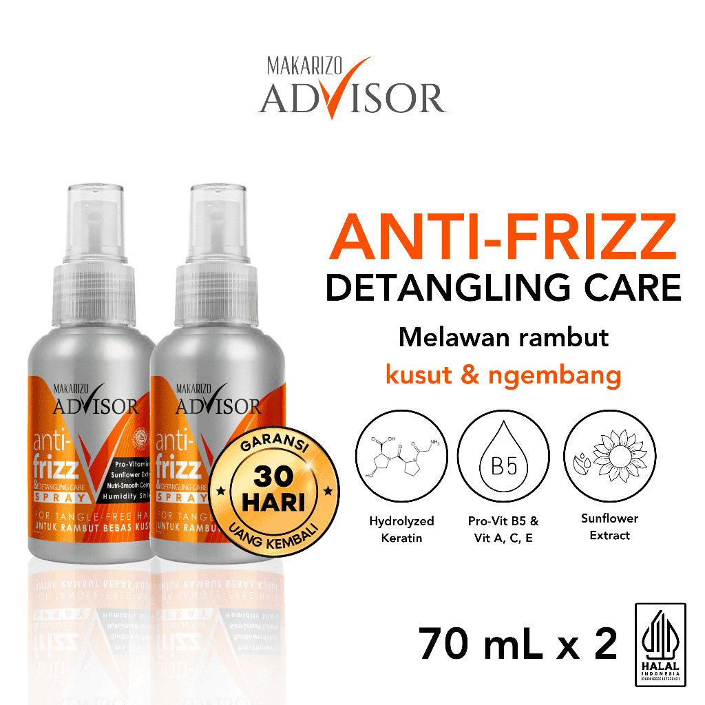 PAKET ISI 2 - Makarizo Advisor Anti Frizz Detangling Care 70mL - Anti Kusut / Anti Frizz
