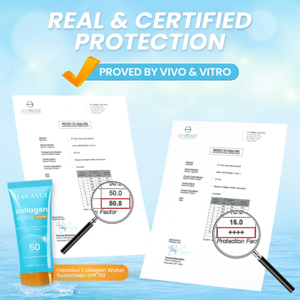 Hanasui Collagen Water Sunscreen SPF 50 - Ringan & Menenangkan Kulit No Whitecast Tidak Kusam Berminyak