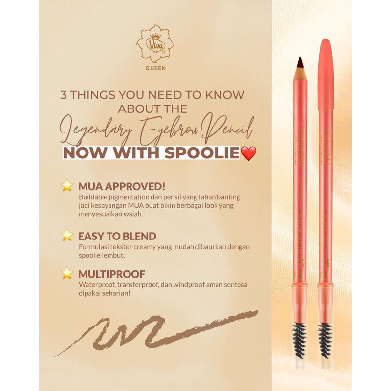 Viva Queen Eye Brow Pencil (WATERPROOF, SMUDGEPROOF & TRANSFERPROOF)  - tersedia 3 varian warna
