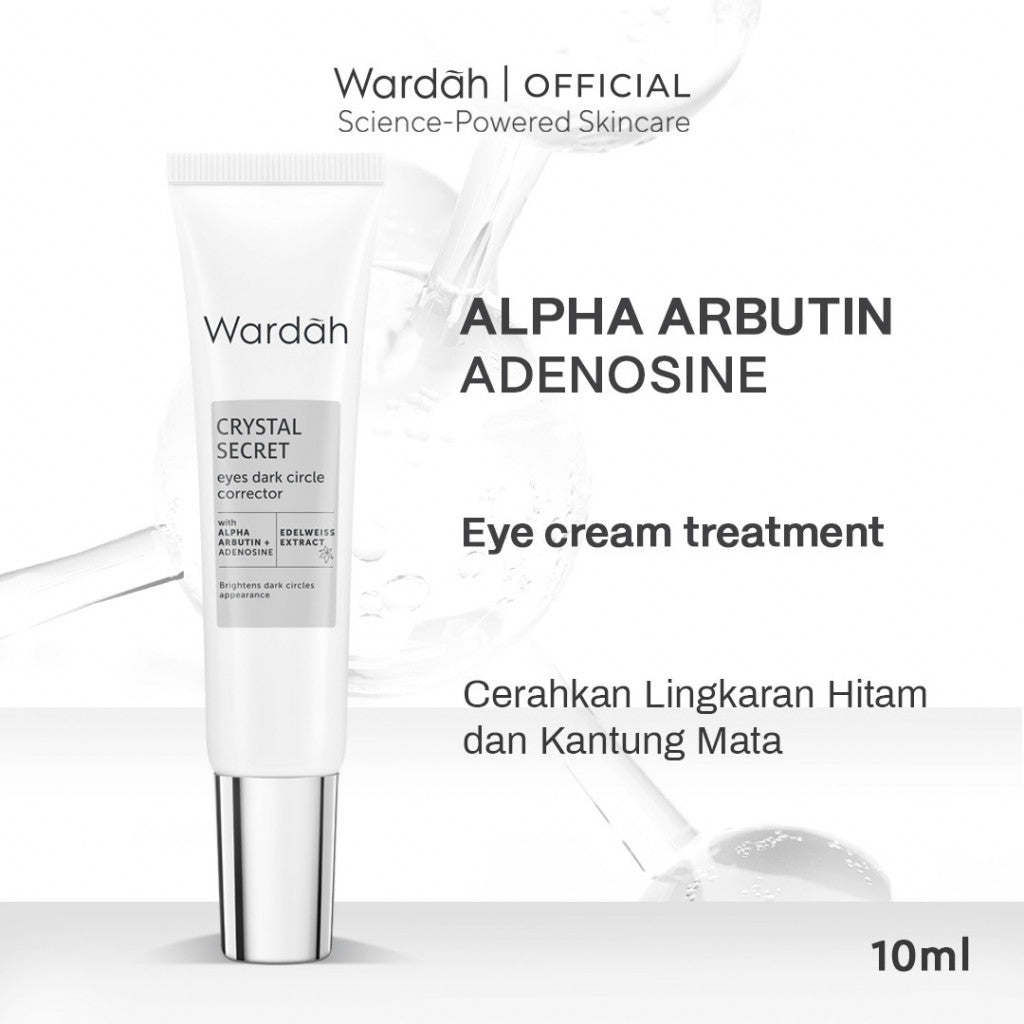 WARDAH Crystal Secret Eyes Dark Circle Corrector 10 ml - Krim Bawah Mata Untuk Mencerahkan - Dilengkapi dengan Alpha Arbutin dan Niacinamide - Menghaluskan Tekstur Kulit - Skincare