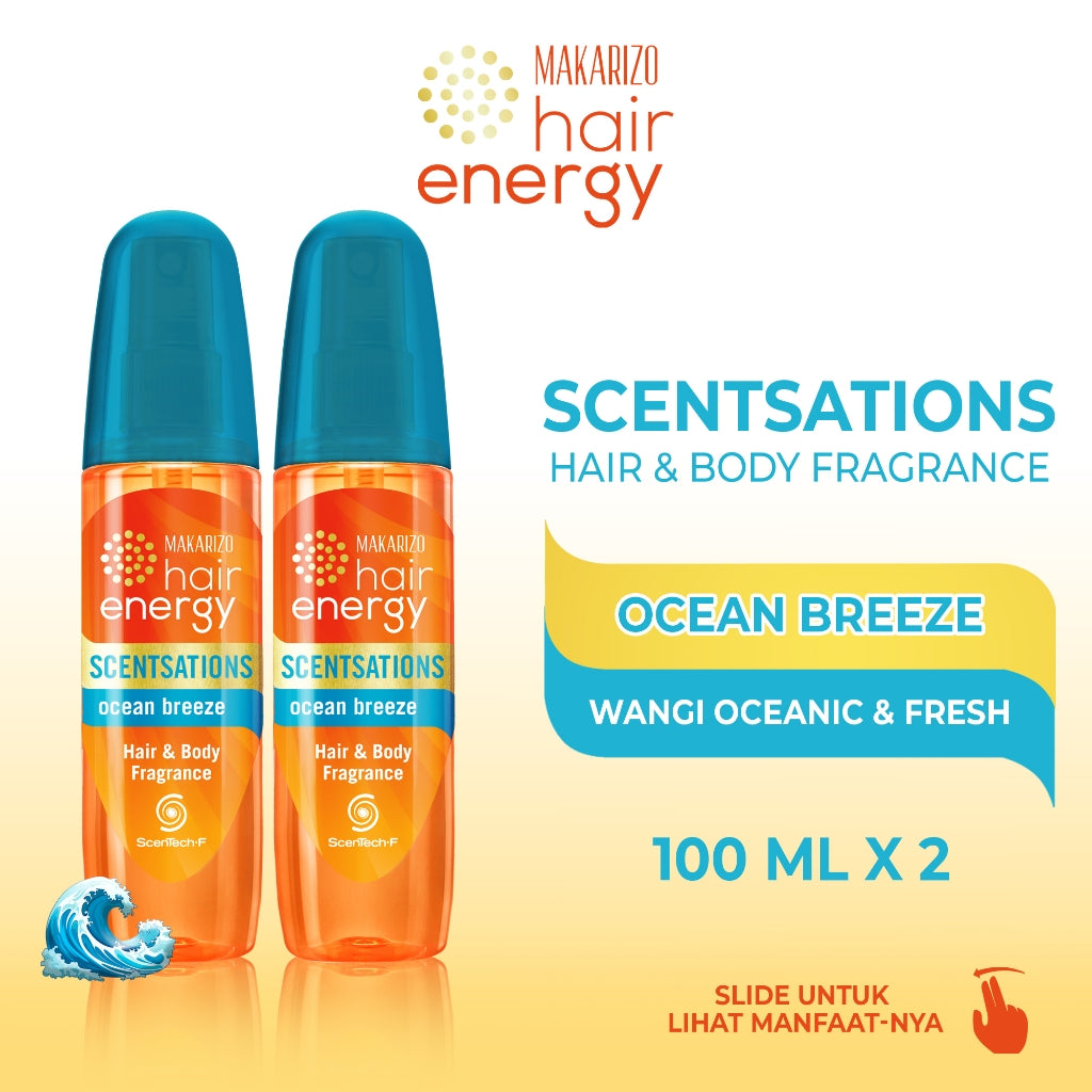 PAKET ISI 2 - Makarizo Hair Energy Scentsations Ocean Breeze 100 mL Parfum Rambut
