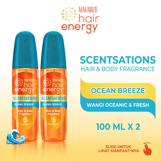 PAKET ISI 2 - Makarizo Hair Energy Scentsations Ocean Breeze 100 mL Parfum Rambut