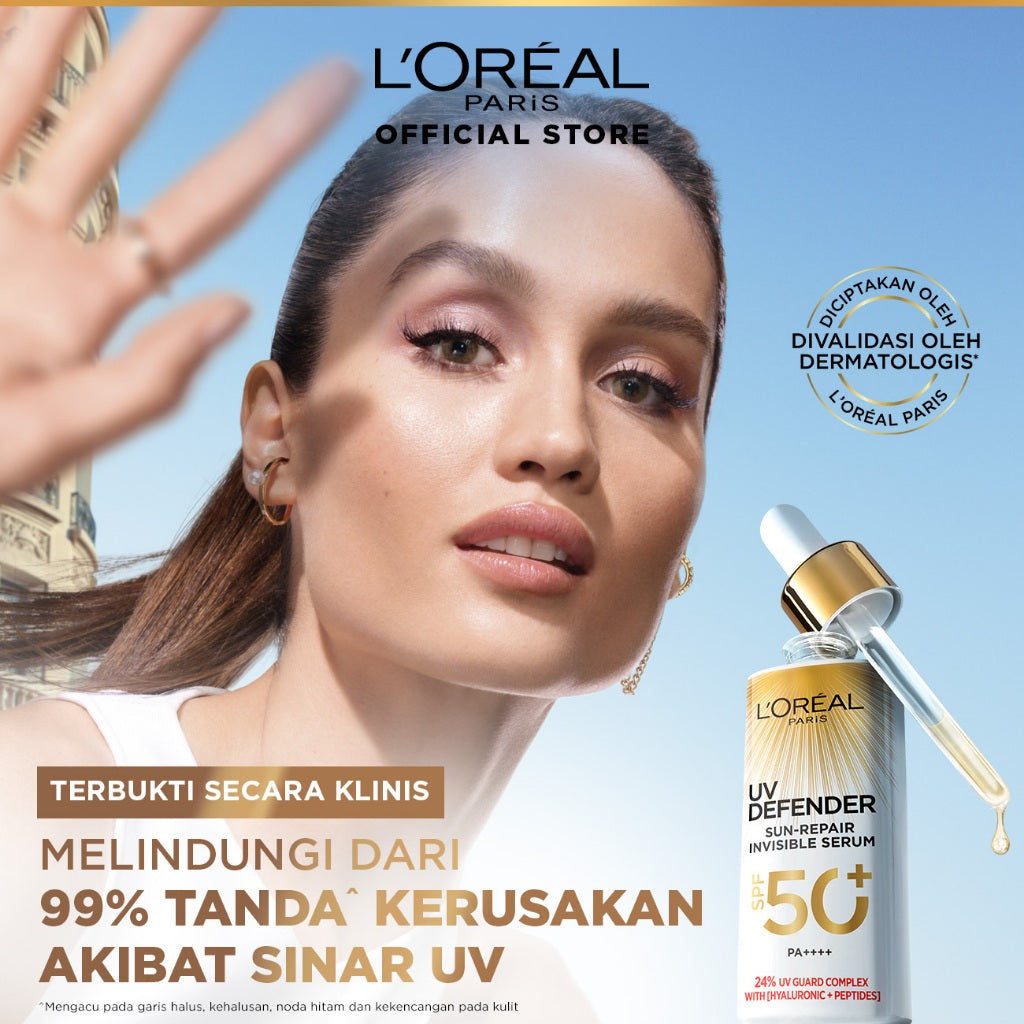 L'Oreal Paris Dark Spot Treatment Duo Skincare Kit (UV Defender Sun-Repair Invisible Serum Sunscreen 2-in-1 SPF 50+ PA++++ 30ml + Glycolic-Bright 1.0% Glycolic Acid Serum 15ml)