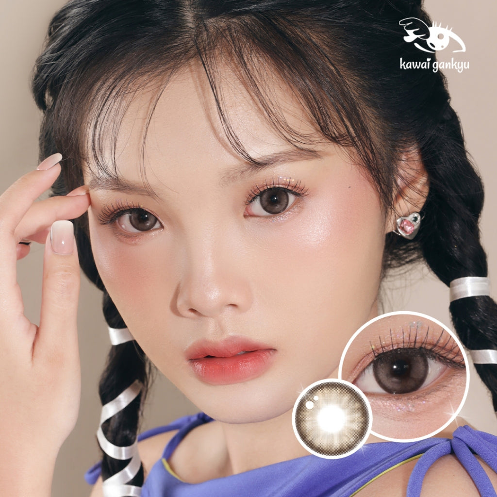 [BEST SELLER] KawaiGankyu - Clearie Twinkies Brown (1pc/SETENGAH PASANG) | Softlens Korea Premium 14.5mm Motif Coklat Gradasi