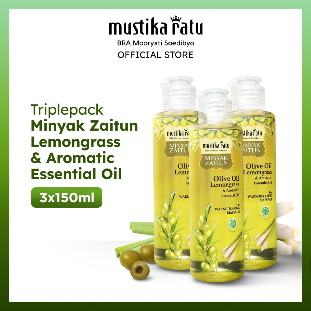Mustika Ratu Triplepack Bundle Minyak Zaitun Lemongrass & Aromatic Essential Oil