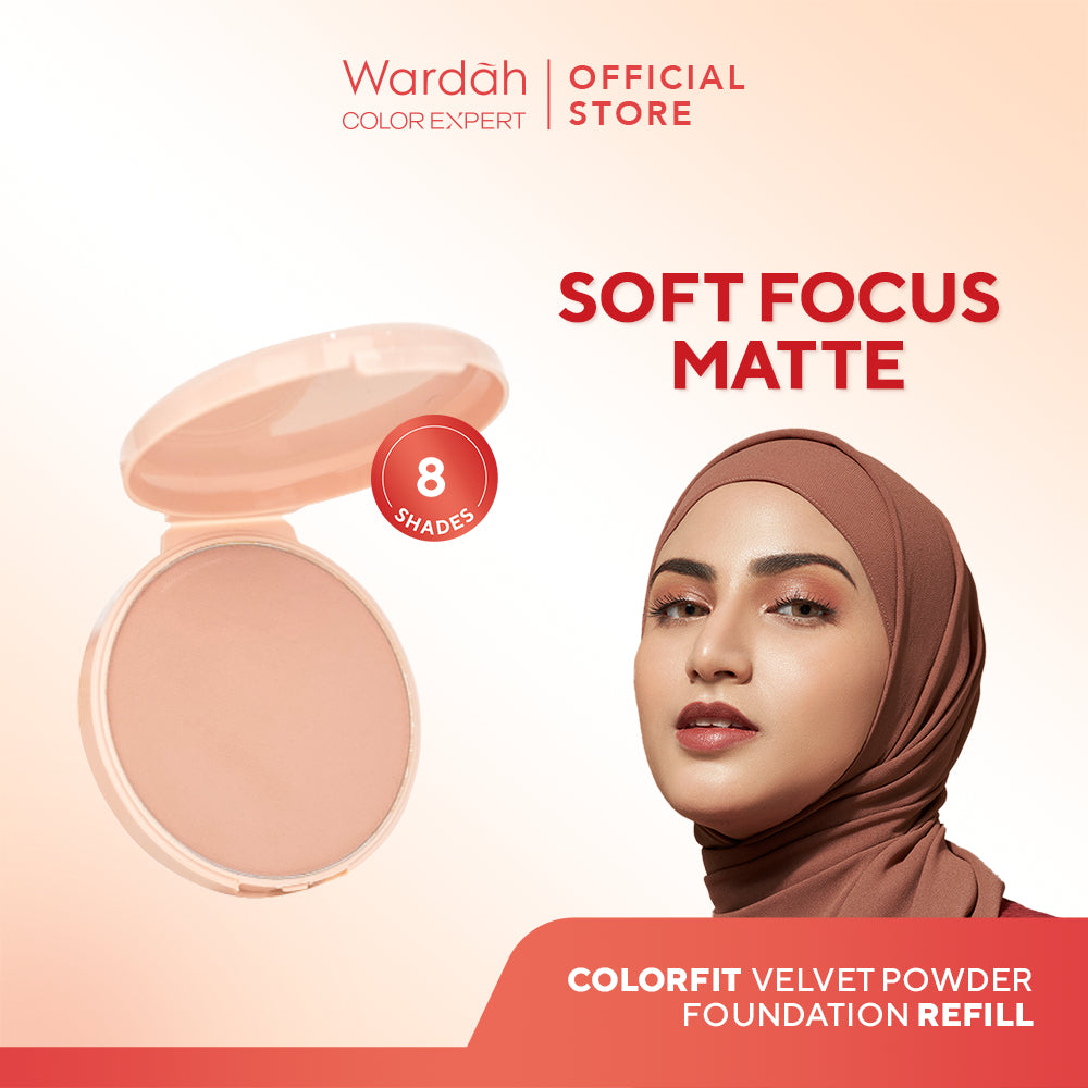 WARDAH Colorfit Velvet Powder Foundation Refill - Bedak Padat Dengan SPF 20 - Oil Control - Tahan Lama Hingga 12 Jam - Hasil Matte Coverage Natural - Makeup - Cocok Dipakai dengan Cushion