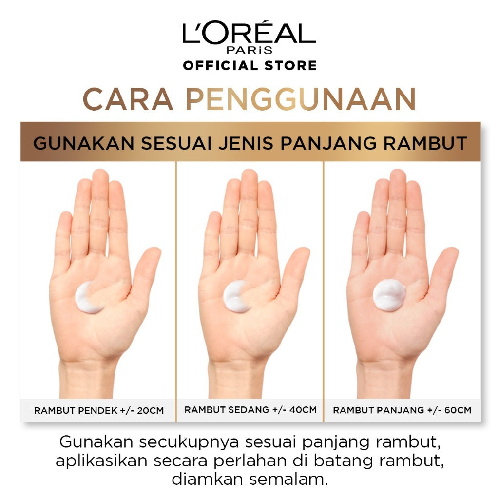 L'Oreal Paris Extraordinary Oil Gold 100ml + Elseve Hyaluron Moisture Hydra Filling Hair Night Cream 150ml (Perawatan Intensif Untuk Semua Jenis Rambut)