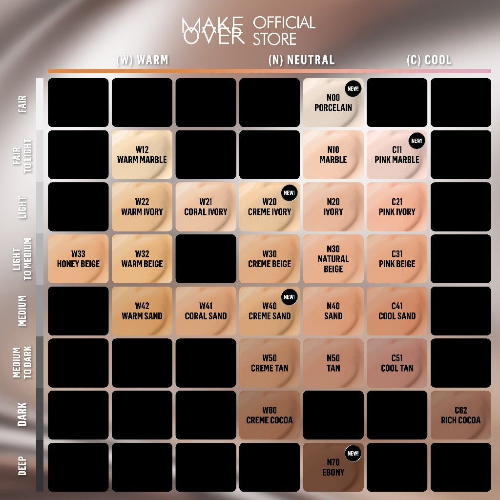 MAKE OVER Flawless Smooth Makeup Look - Powerstay 24H Matte Powder Foundation + Transferproof Matte Lip Cream - Paket Bedak Padat dan Lipcream Tahan Lama Ringan