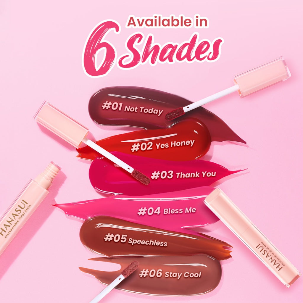 Hanasui Glazedorable Vinyl Stain - Plumpy Glazed Lips Vibrant Colour Technology Hydrating Moisturizing Melembabkan Tahan Lama