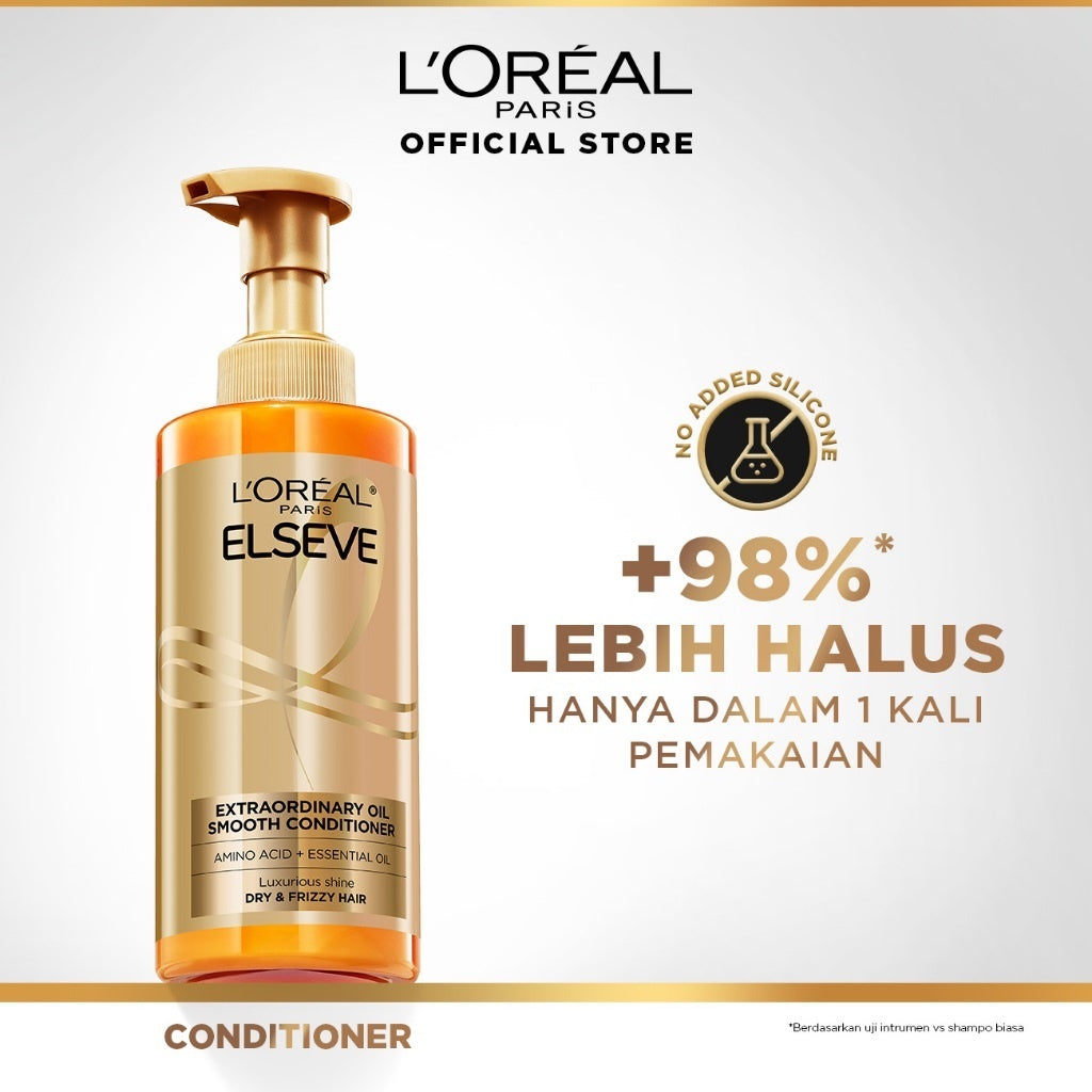 L’Oreal Paris Extraordinary Oil Premium Smooth Nourishing Conditioner Hair Care - Halus Berkilau dalam Satu Pemakaian 440ml Rambut Kering Kusam Conditioner Kondisioner Conditioner rambut