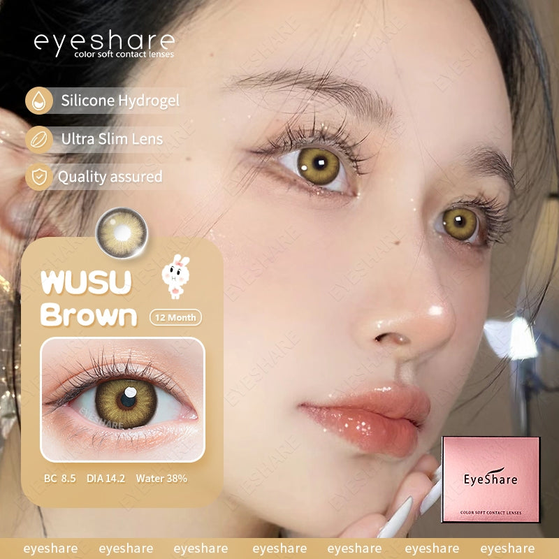 Eyeshare Softlens Wusu Black Brown Warna 14.2MM Lensa Kontak Natural Softlen
